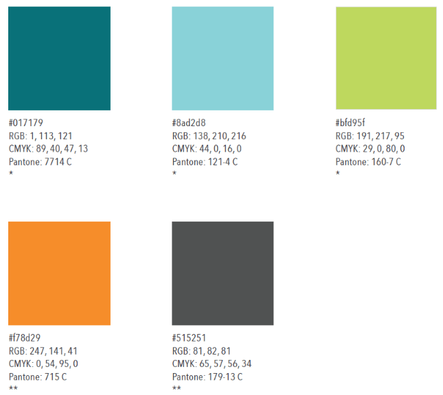 Screenshot of IDEA's new color palette that includes blocks of color and their color codes.