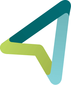 A part of the IDEA logo. A mult-colored area using the colors blue and green